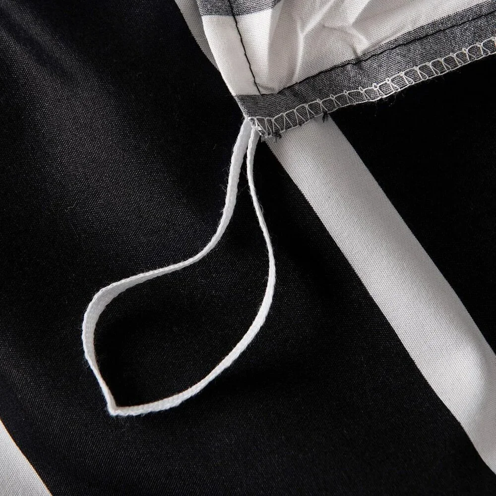 Black and White Striped Comforter Microfiber Queen Set